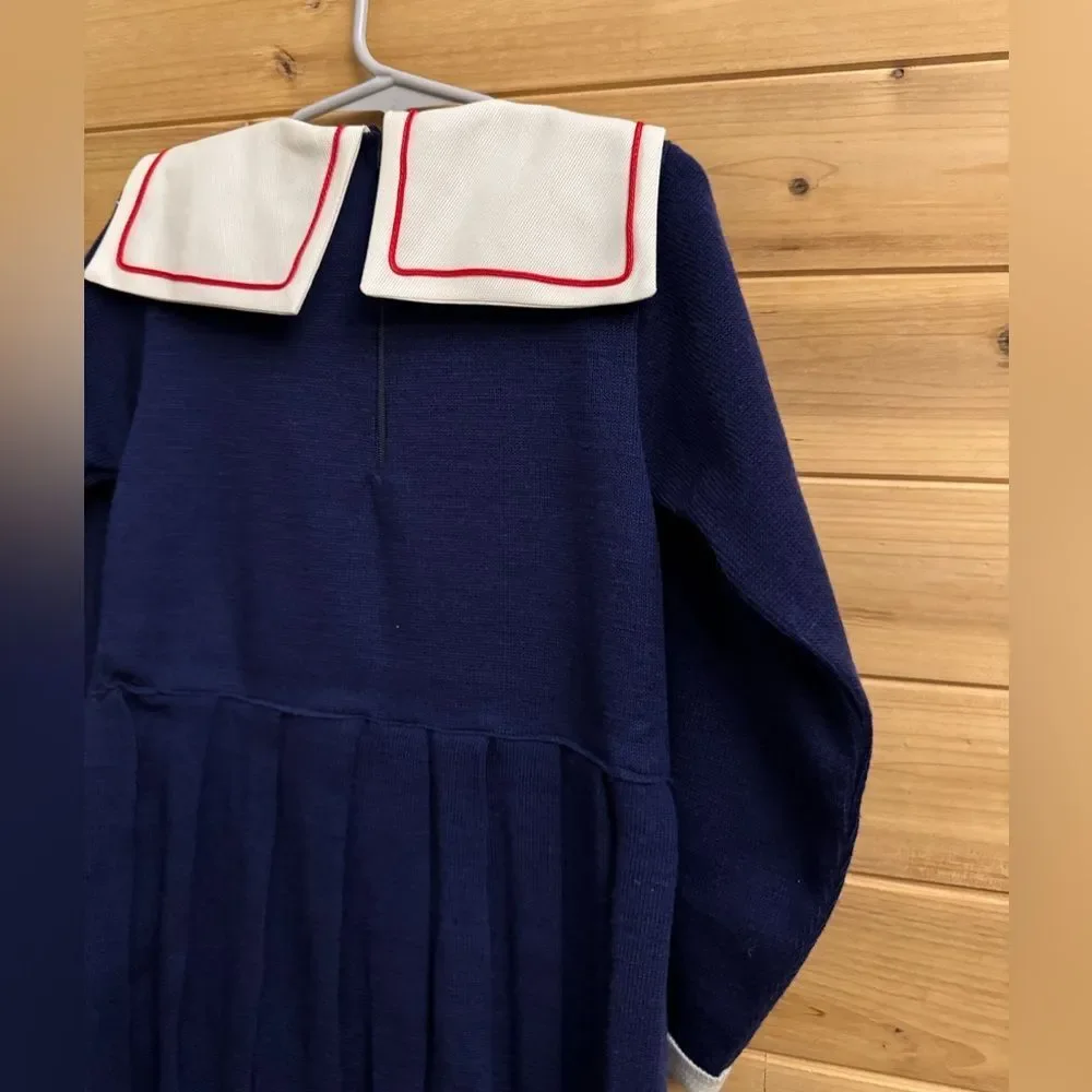 NWT Vintage Nann Knits Size 6X Long Sleeve Sailor Nautical Dress